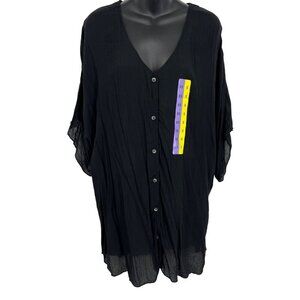 Hurley Black Women Cover Up Dress Size Extra Small XS Short Sleeve V-Neck New